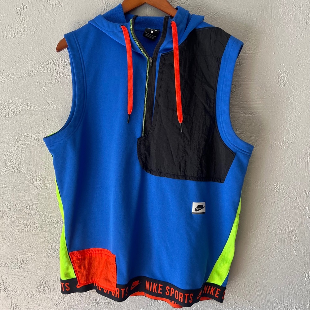 Nike Sportswear Dri-FIT Sleeveless Hoodie Blue Neon CD5716-480 Mens Large